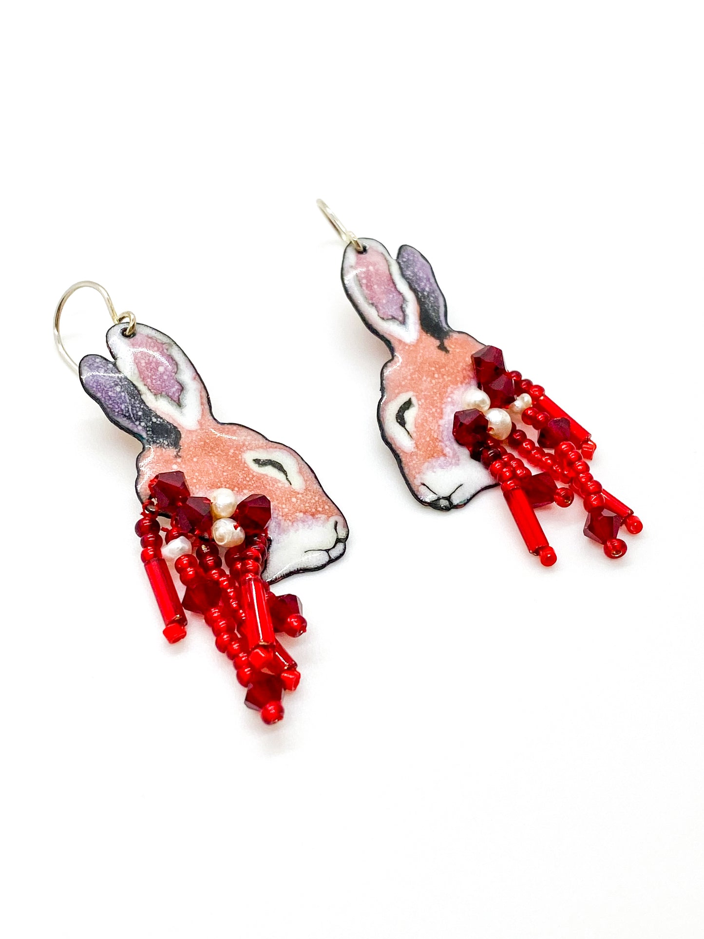 Petite Bloody Bunny Head Earrings