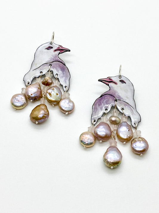 Pearl Drop Dove Earrings