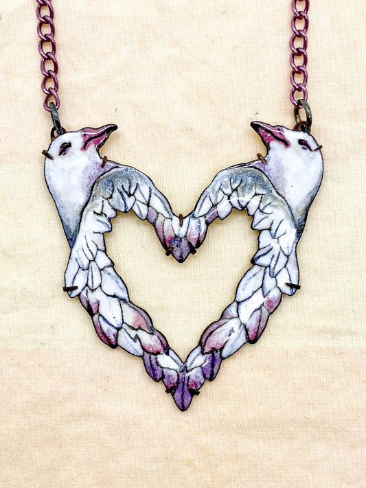 Conjoined Dove Heart Necklace
