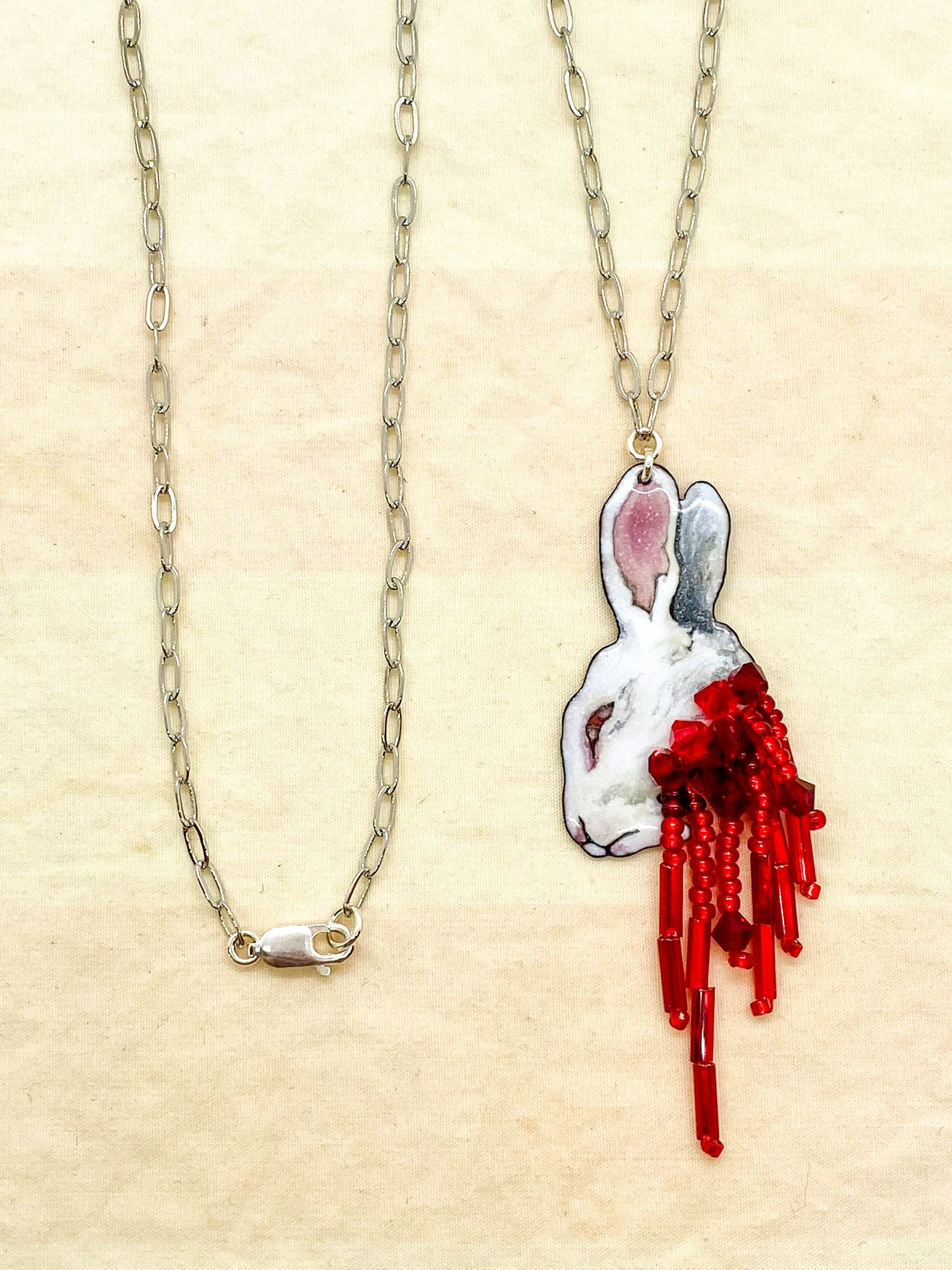 Albino Bloody Bunny Head Necklaces