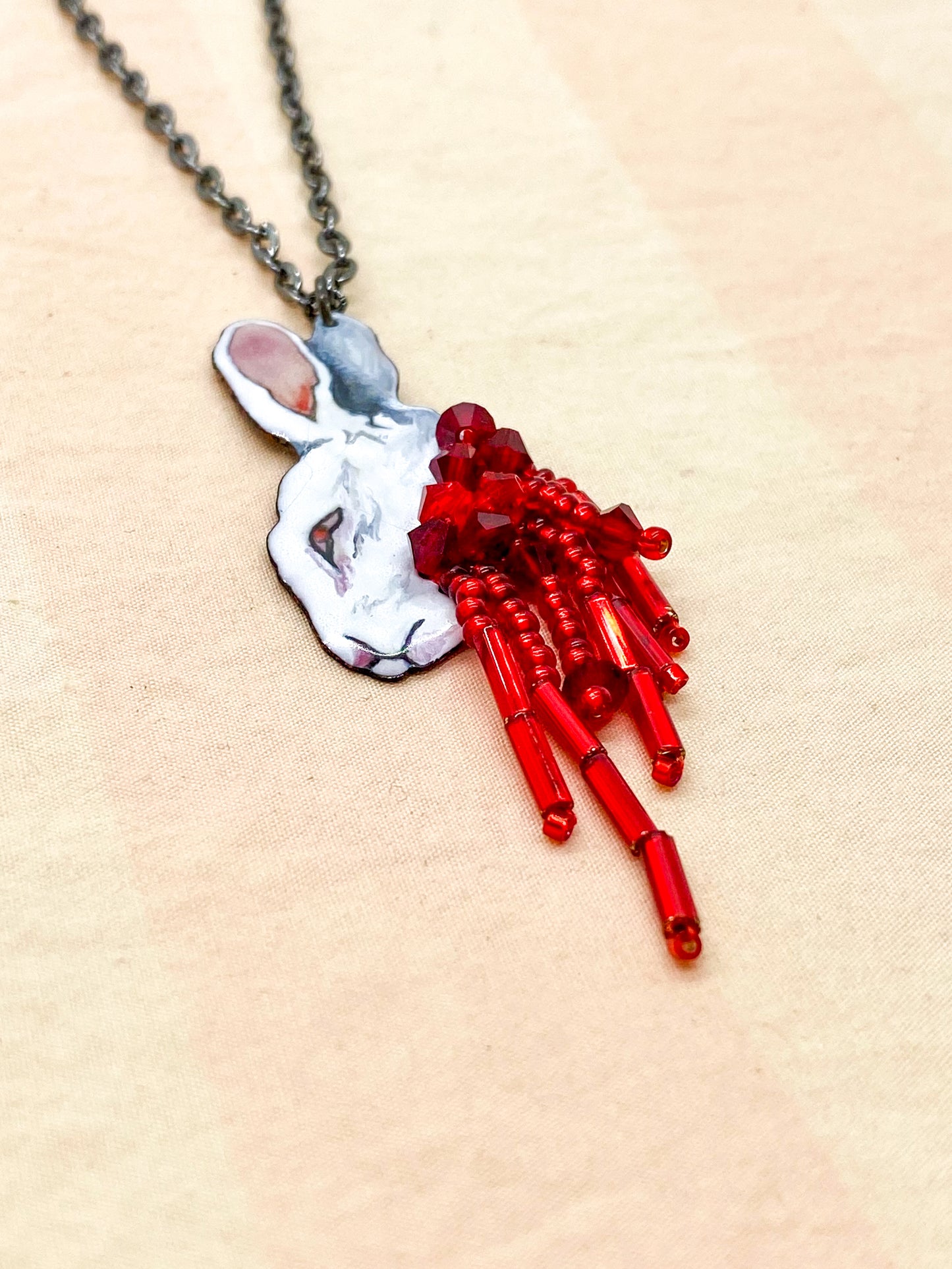 Albino Bloody Bunny Head Necklaces