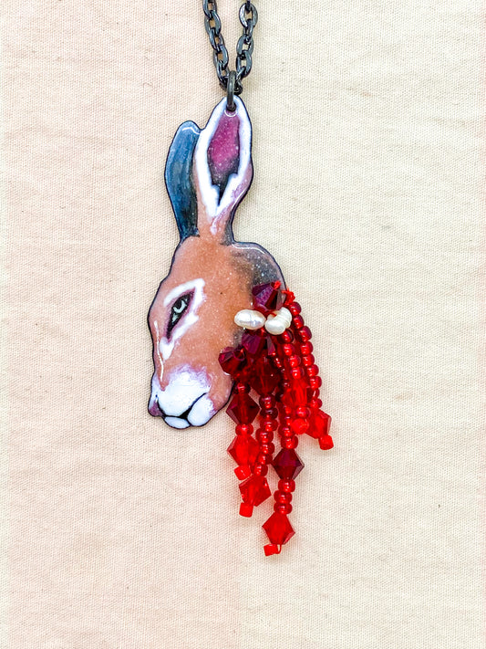 Bloody Hare Head Necklace