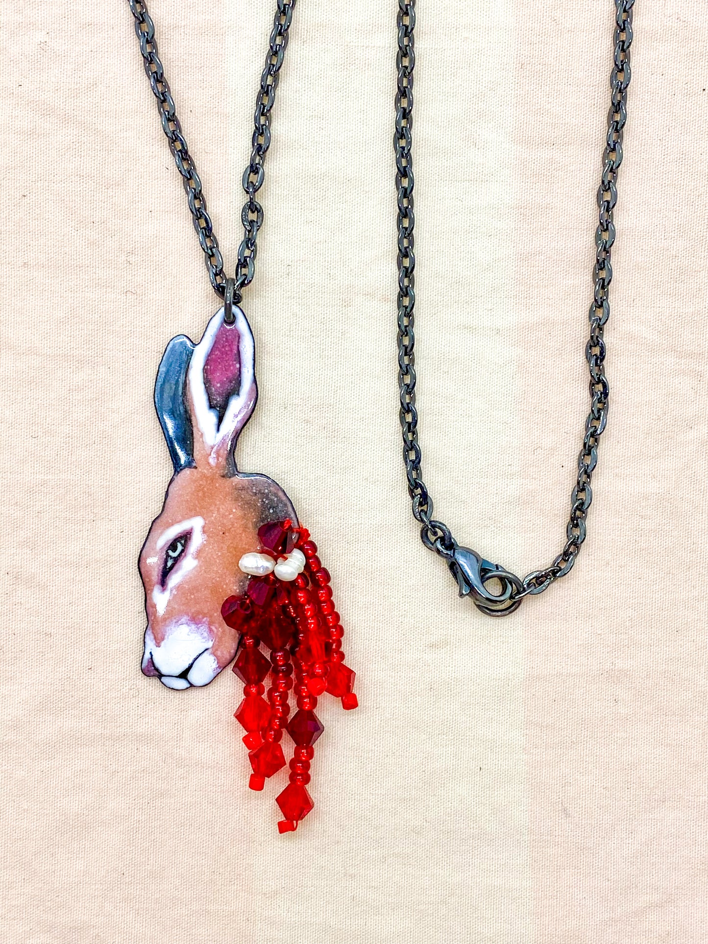 Bloody Hare Head Necklace