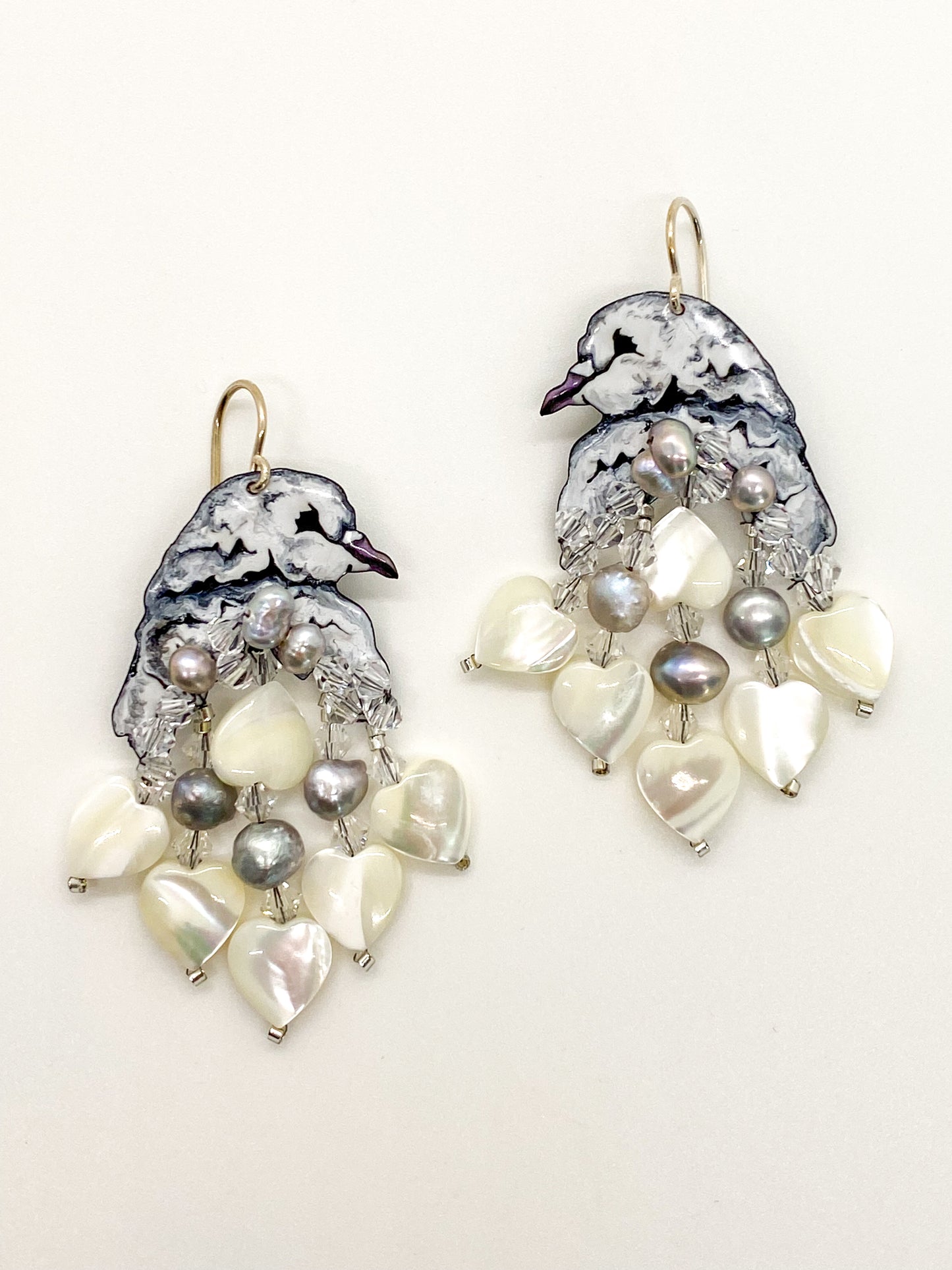 Snowy Day Pigeon Earrings