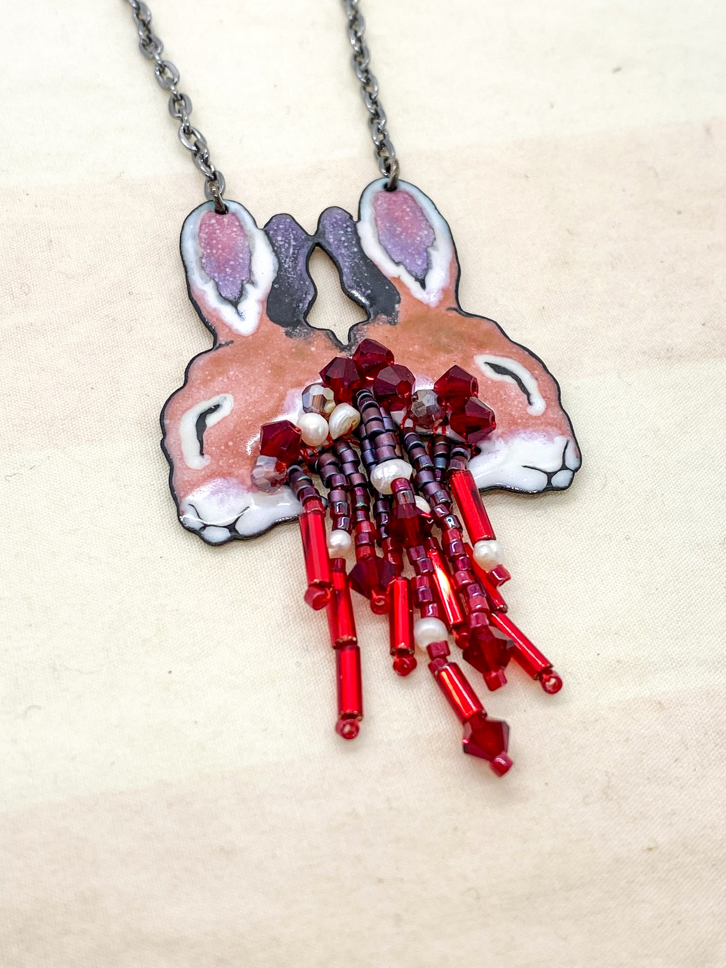 Conjoined Cottontail Necklace