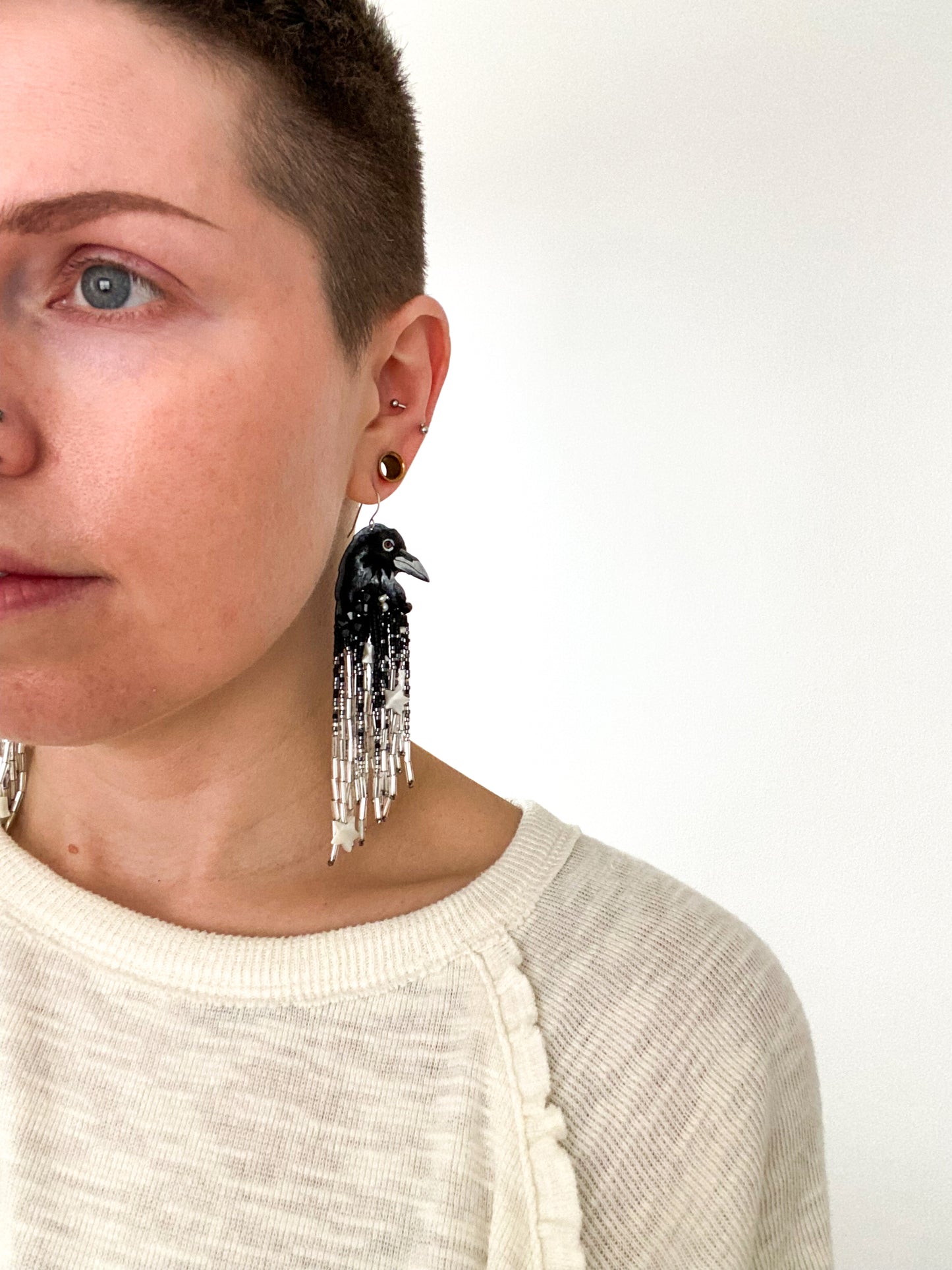 Starry Night Raven Earrings