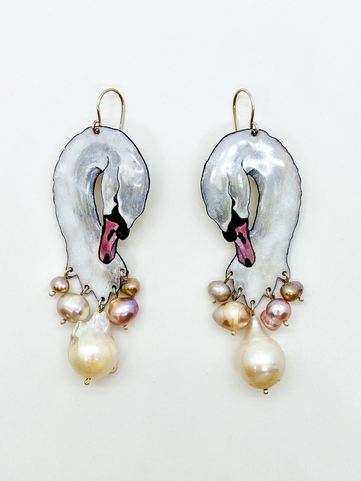 Pearl Swan Head Earrings