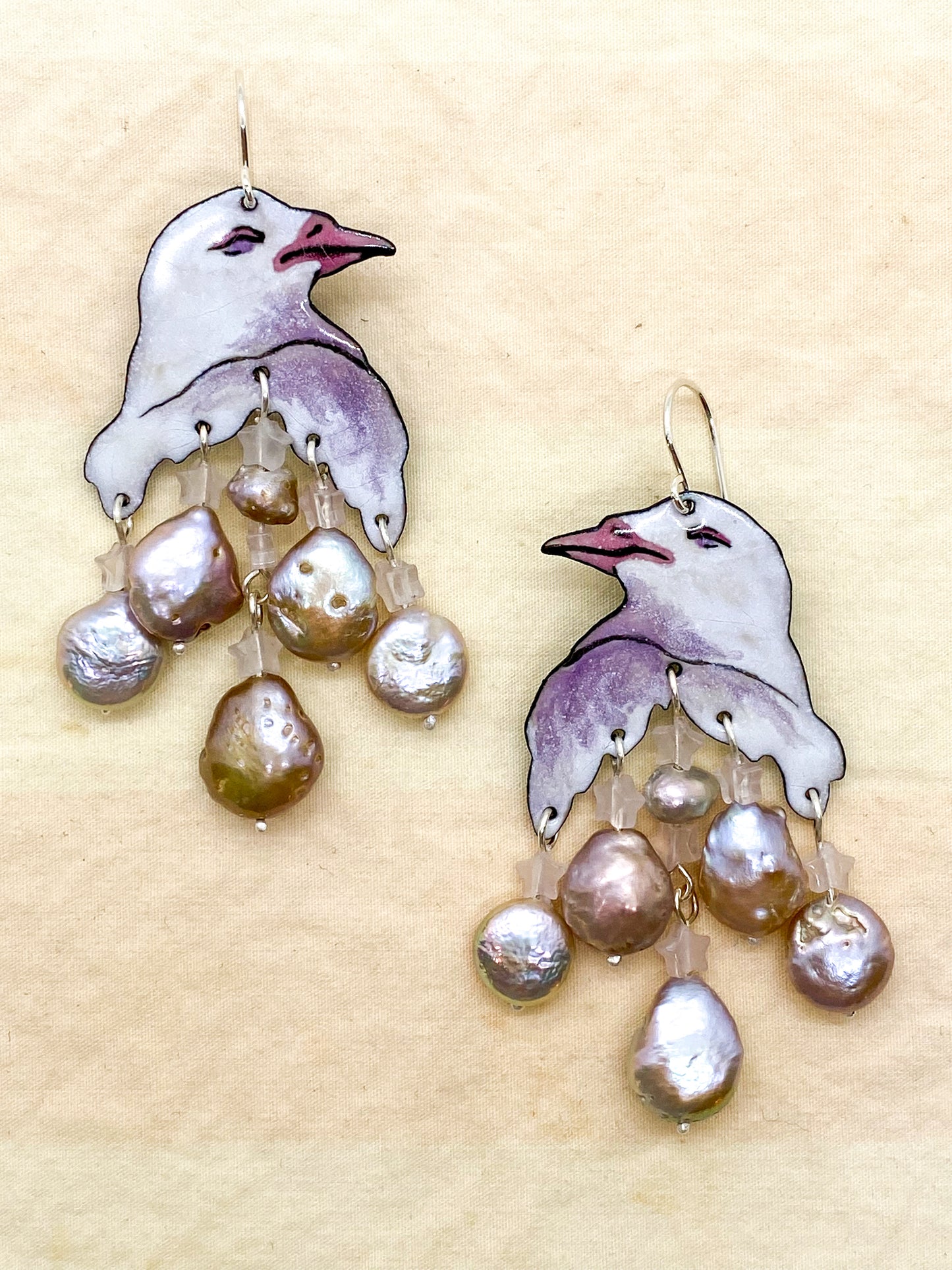 Pearl Drop Dove Earrings