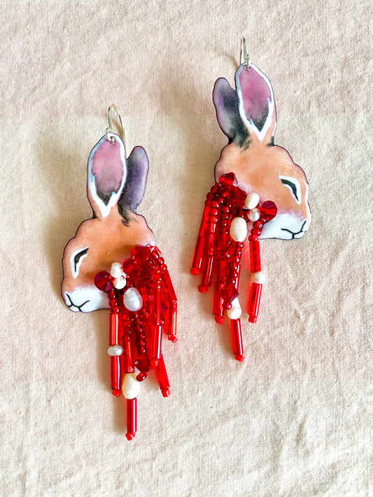 Cottontail Roadkill Earrings
