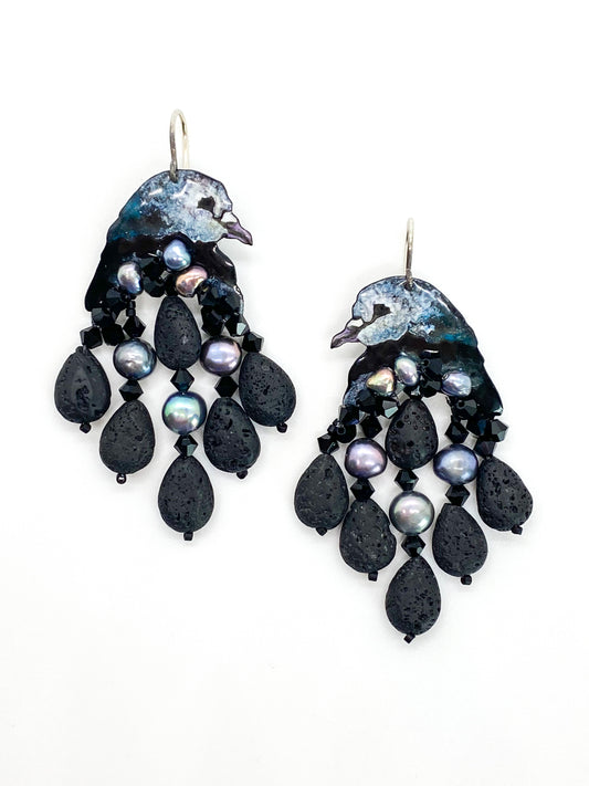 Dark Days Pigeon Earrings