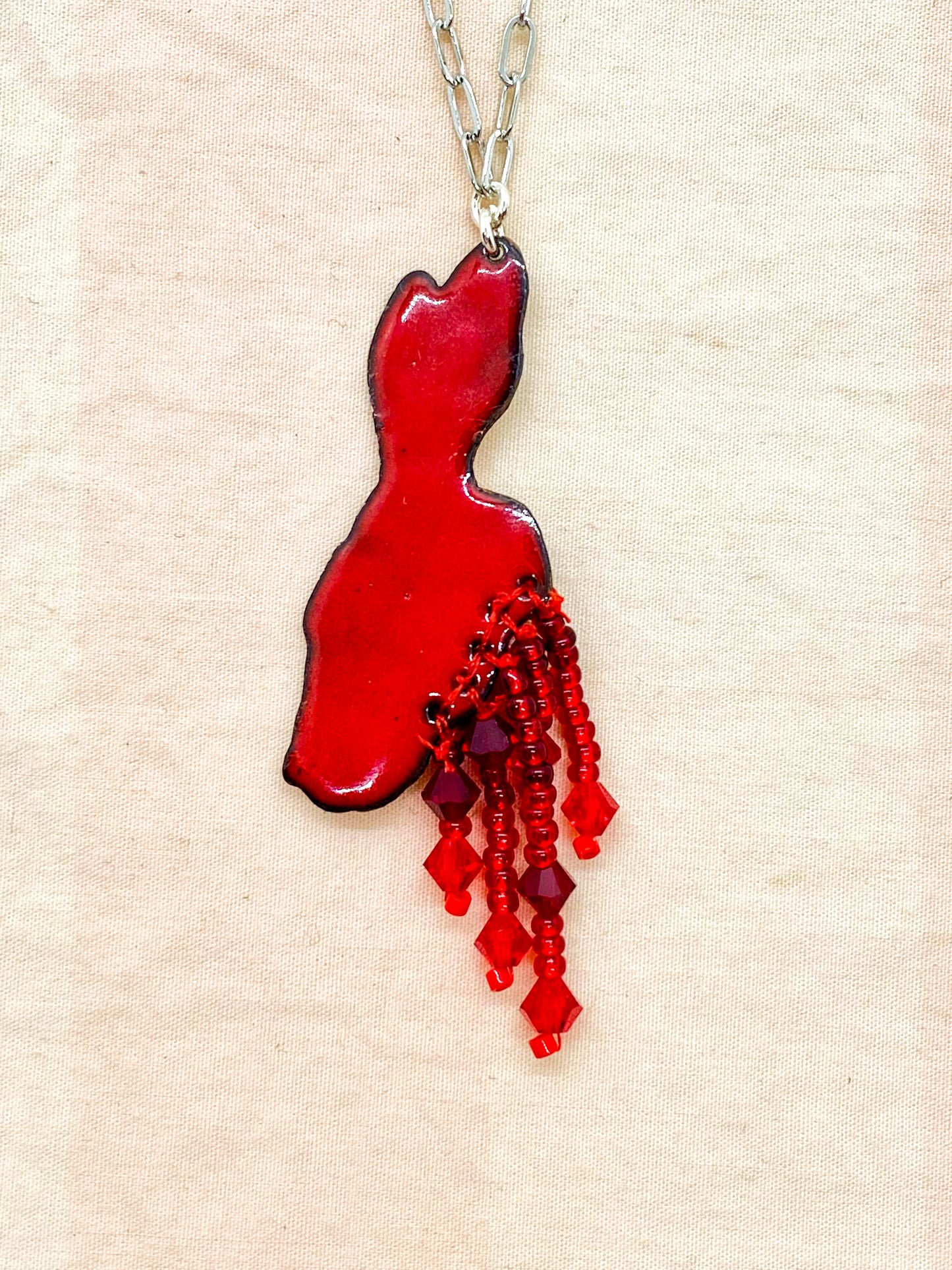 Bloody Albino Hare Head Necklace