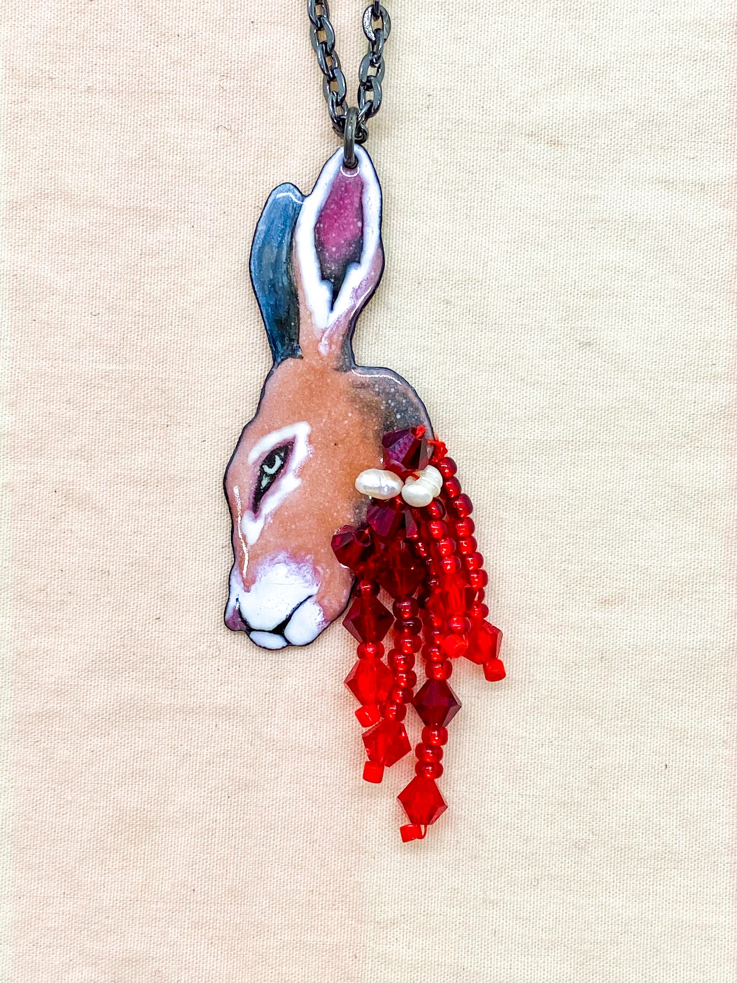 Bloody Hare Head Necklace