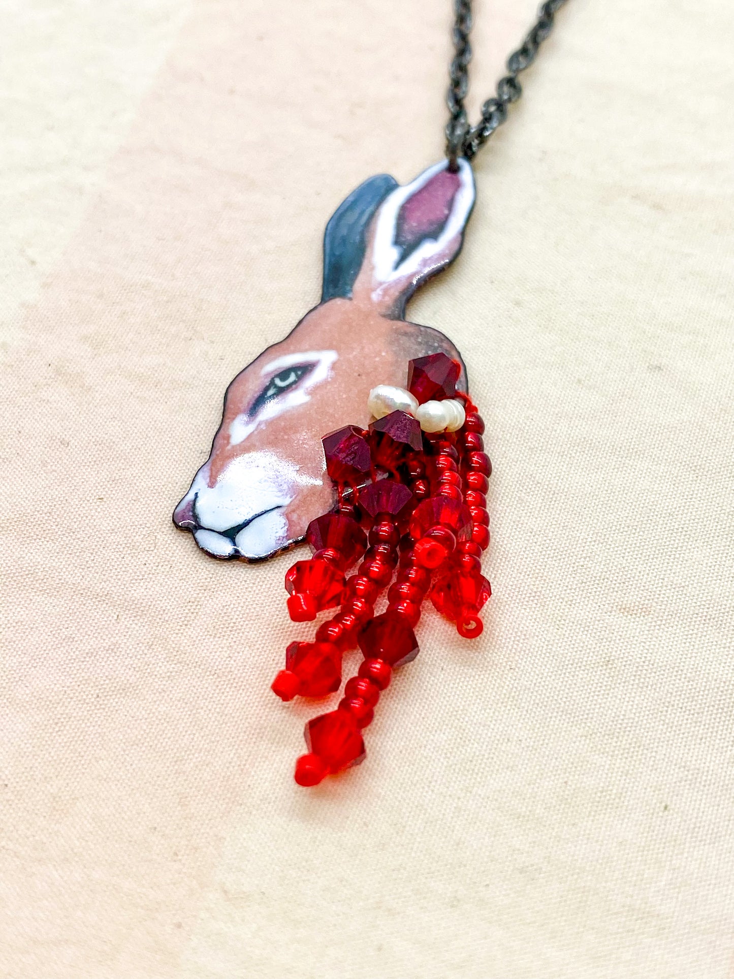 Bloody Hare Head Necklace