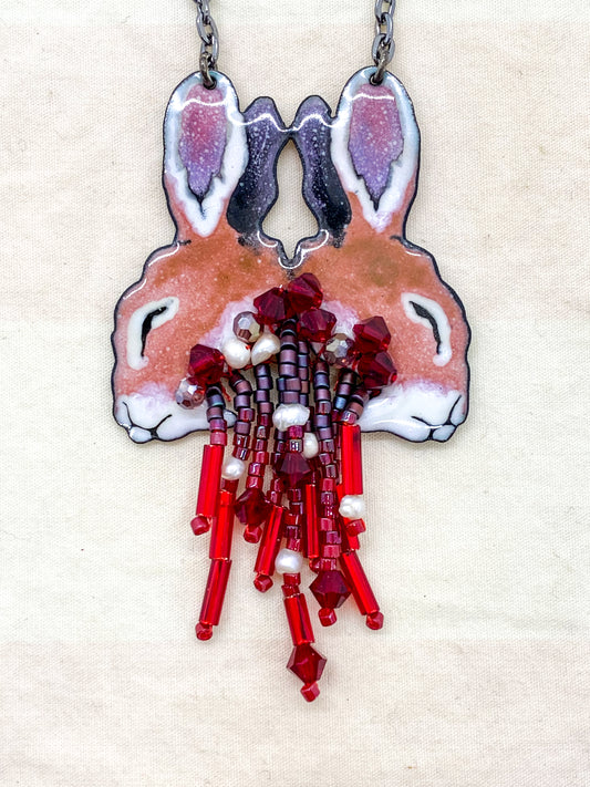 Conjoined Cottontail Necklace