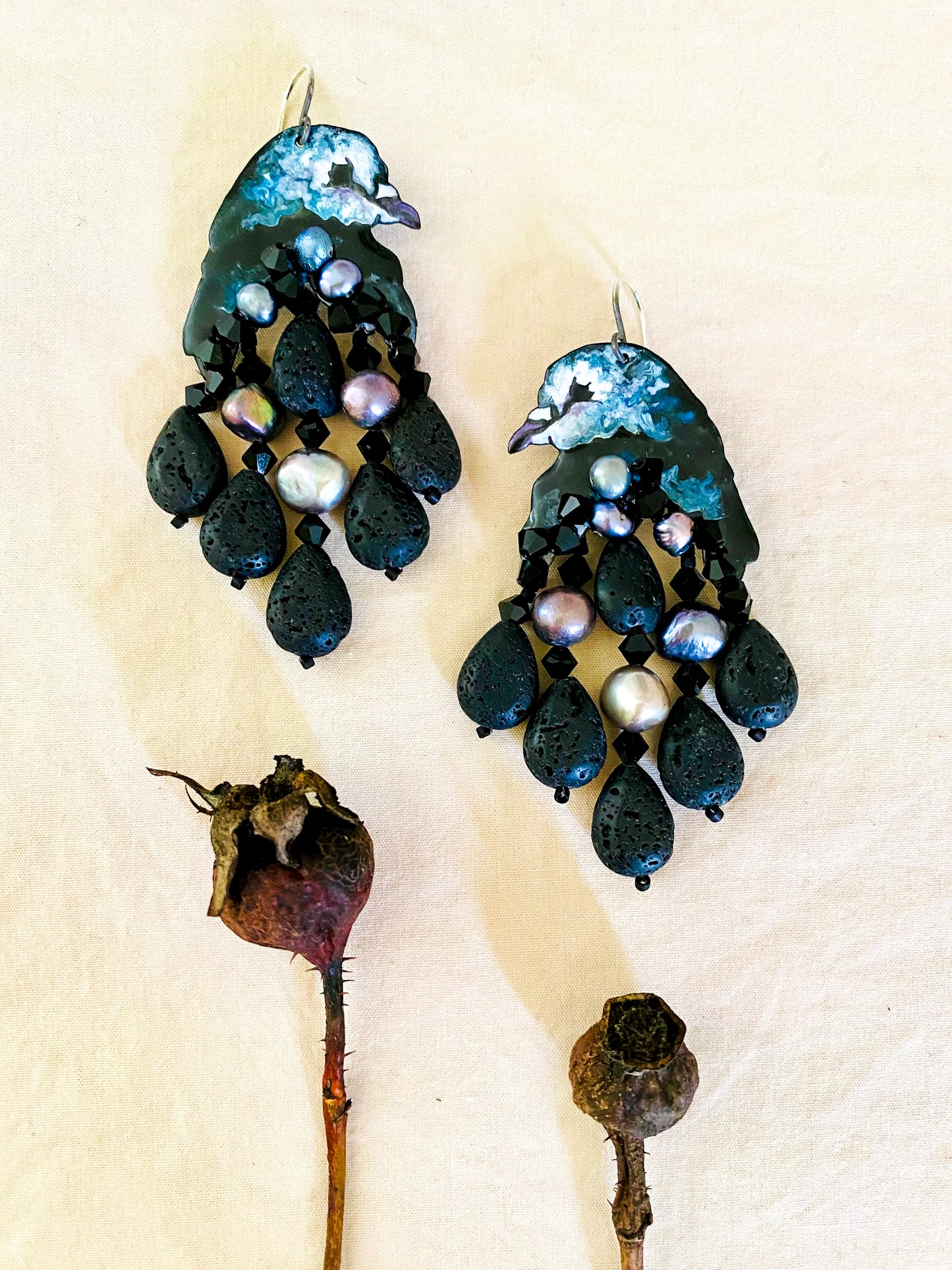 Dark Days Pigeon Earrings