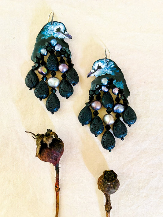 Dark Days Pigeon Earrings