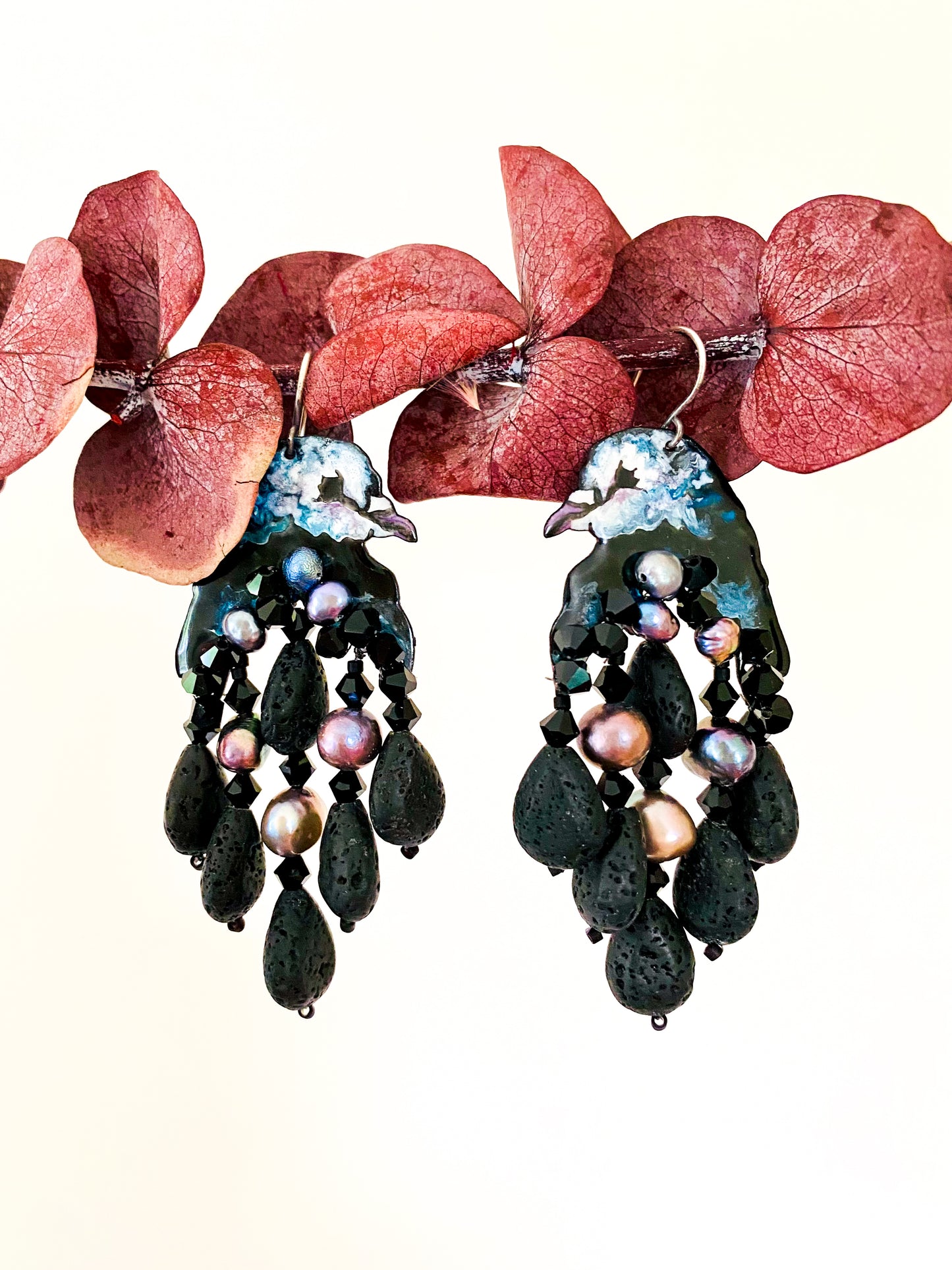 Dark Days Pigeon Earrings