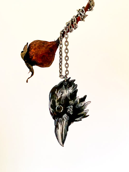 Raven Head Necklace