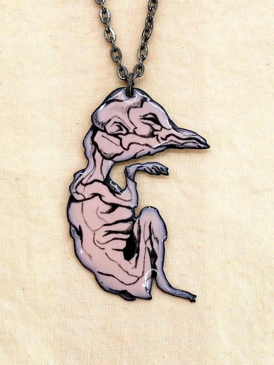 Fetal Position Baby Bird Necklace