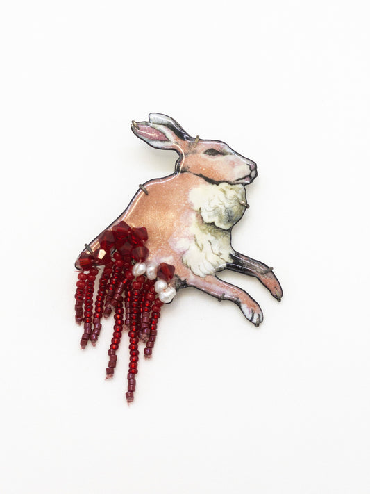 Bloody Entrails Enamel Rabbit Brooch