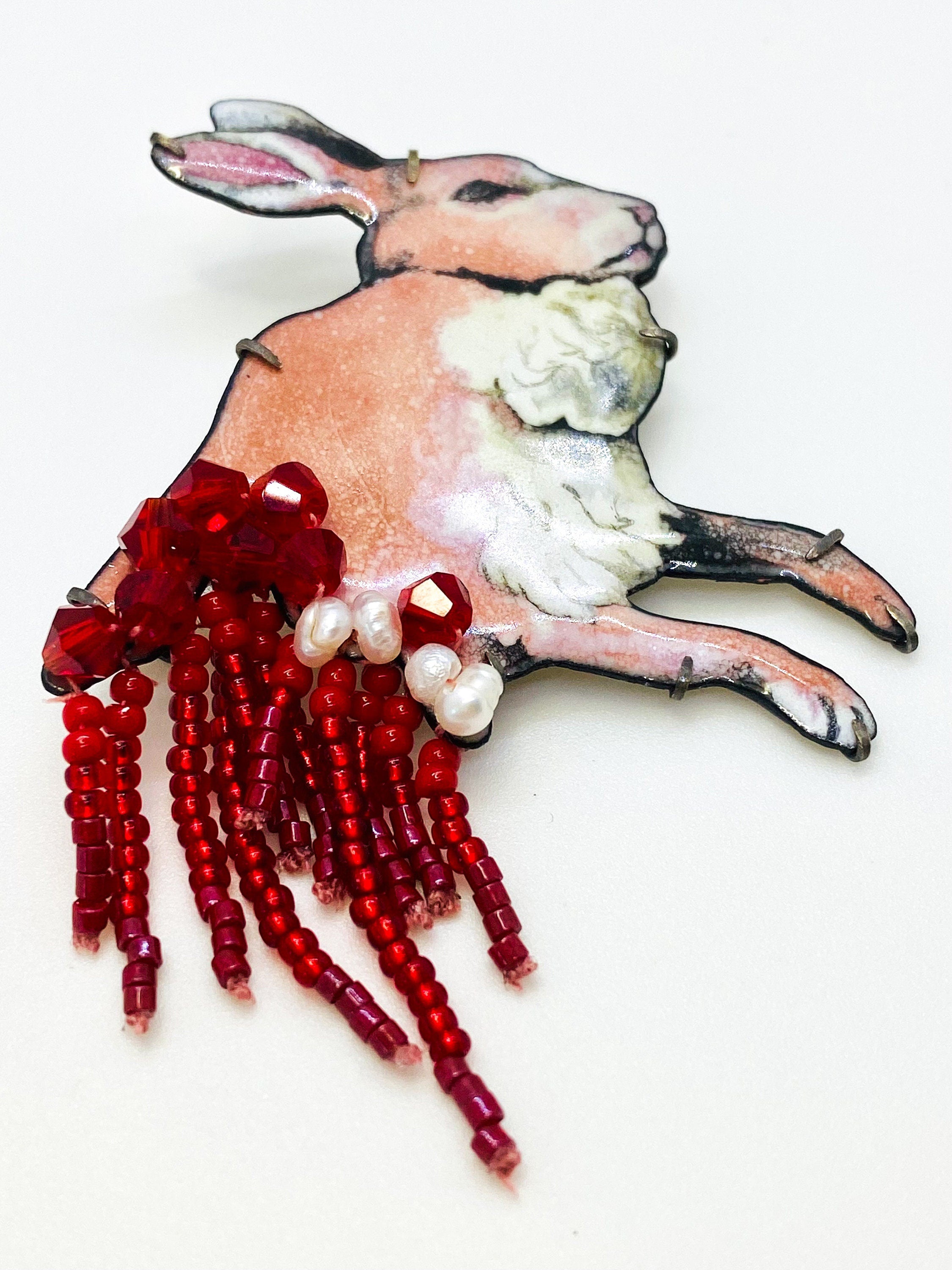 Cute Embroidery Brooch - Rabbit - store Red Queen