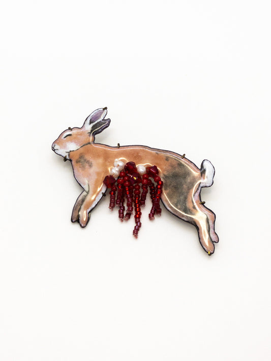 Roadkill Rabbit Brooch